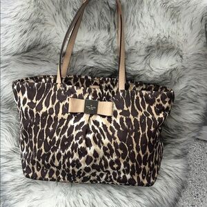 Kate Spade Brown Leopard Print Tote and Story book lining